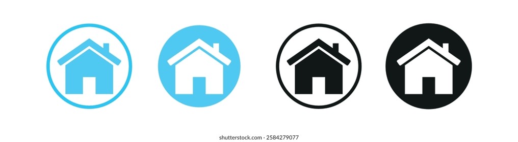 A Home icon typically features a house silhouette with a roof and door, symbolizing the main page, homepage, or navigation to a primary location in digital interfaces.