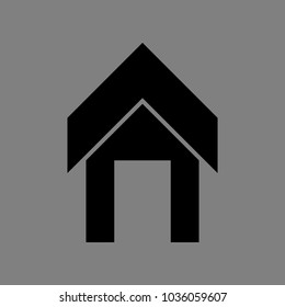 Home icon. Vector. Black icon on medium gray background. Isolated.