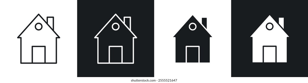 Home icon vector collection in black and white.