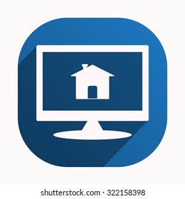 Home. icon. vector design, blue button for Mobile Applications
