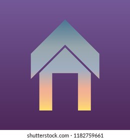 Home icon. Vector. Evening gradient icon at violet background.