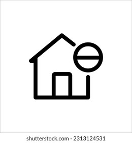 Home icon vector in flat design illustration with do not enter sign. Isolated on white background. Not allowed, prohibited homepage icon vector. Home icon outline design. Perfect for all project.