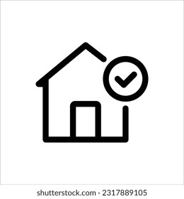 
Home icon vector in flat design illustration with check mark sign. Accepted, approved, checklist, task done, completed icon. Perfect for all project or design graphic. 