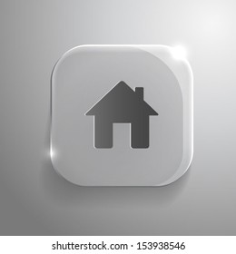 Home icon - vector gray glass app button with shadow. eps10