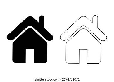 Home icon vector. House, real estate icon symbol isolated. Silhouette home and outline home icon design isolated on white background.