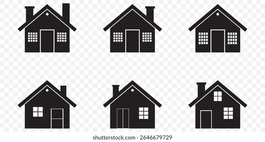 Vector de ícono de casa. Símbolo de icono de la casa aislado Conjunto de 6 sobre fondo transparente. EPS 10.