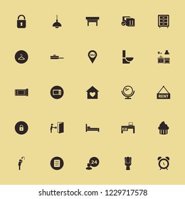 home icon. home vector icons set lock, chandelier, pan and house rent