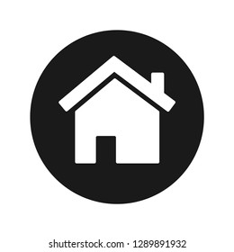 Home icon vector illustration design isolated on flat black round button