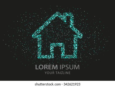 Home  icon. Vector Illustration. Design logo element. Isolated on black  background.