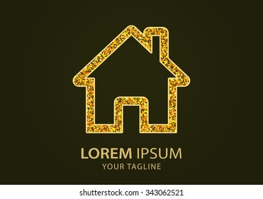 Home  icon. Vector Illustration. Design logo element. Isolated on black  background.