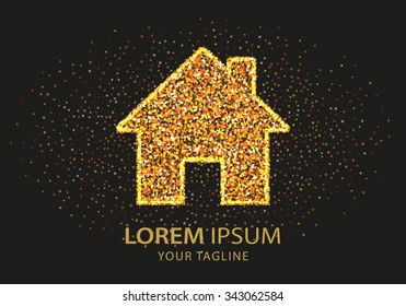 Home  icon. Vector Illustration. Design logo element. Isolated on black  background.