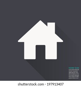 Home icon ,Vector illustration flat design with long shadow
