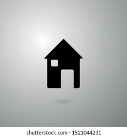 Home icon vector illustration. House building black symbol