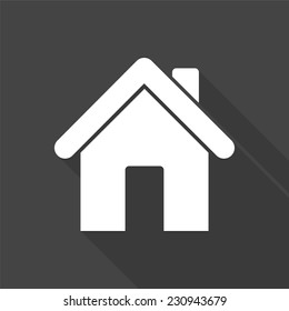 home icon - vector illustration with long shadow isolated on gray 