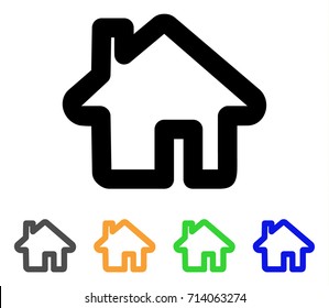 Home icon. Vector illustration style is a flat line iconic home symbol with black, grey, green, blue, yellow color versions. Designed for web and software interfaces.