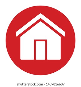 Home icon vector isolated on flat red round button illustration