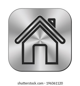 Home icon - vector metal button