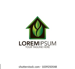Home icon, vector of modern home design. flower on house background