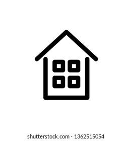 Home icon vector. Outline icon isolated on white background. Flat design style.