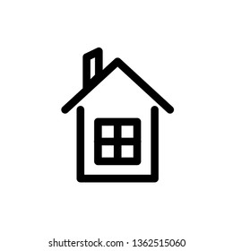 Home icon vector. Outline icon isolated on white background. Flat design style.
