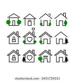 Home icon vector outline set for web