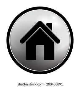 Home icon - vector round button on light background