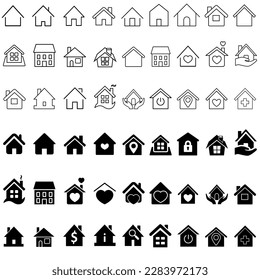 Juego de vectores de iconos de inicio. Colección de signos de ilustración de la casa. Símbolo de construcción. logotipo del apartamento.