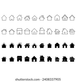 Home icon vector set. House illustration sign collection. Cottage symbol. Hut logo.