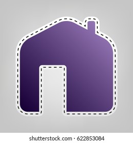 Home icon. Vector. Violet icon with outline for cutting out at gray background.