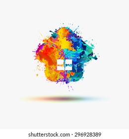 Home icon. Vector watercolor