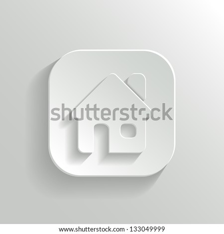 Home icon - vector white app button with shadow