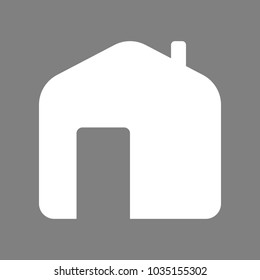 Home icon. Vector. White icon on medium gray background. Isolated.