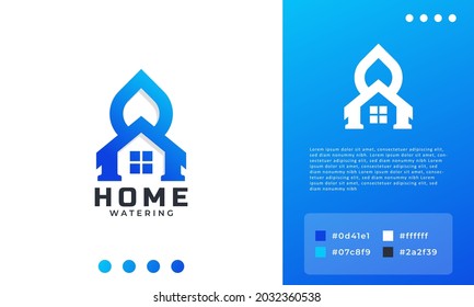 Home Icon with Water drop Symbol Bold Style Logo Design Template Element
