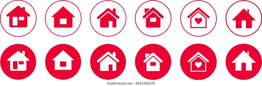 Home icon . Web icon set . Home sign in circle or main page icon.