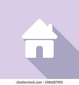 Home icon, white home icon with long shadow, suitable for application, website, game, and etc