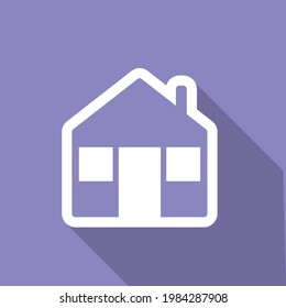 Home-Symbol, weißes Home-Symbol mit langem Schatten, geeignet für Anwendungen, Webseiten, Spiele usw.