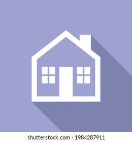 Home icon, white home icon with long shadow, suitable for application, website, game, and etc