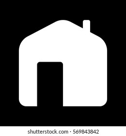 Home icon. White icon on black background.