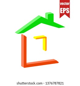 Home icon.Isometric and 3D view.