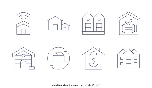 Home icons. Editable stroke. Containing smart home, dog house, houses, home insurance, neighborhood, home, house.