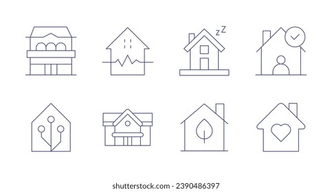 Home icons. Editable stroke. Containing nursing home, smart house, home, eco house, earthquake, house, stay at home.