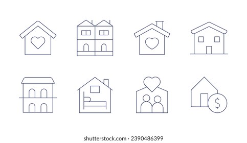 Home icons. Editable stroke. Containing retirement home, home, terraced house, accommodation, house.