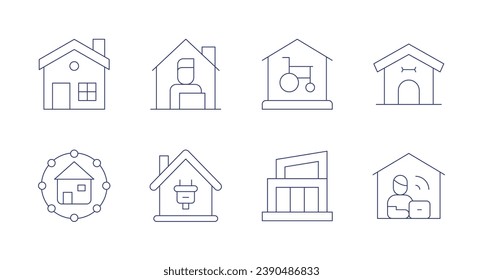 Home icons. Editable stroke. Containing home, elderly, modern house, work from home, smart, dog house, remote.