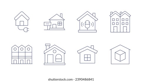 Home icons. Editable stroke. Containing house, houses, smart home, house for sale, semi detached, storage.