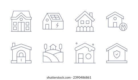 Home icons. Editable stroke. Containing home, home insurance, house, house insurance, house repair.