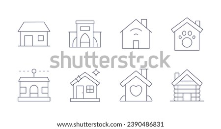 Home icons. Editable stroke. Containing house, home automation, wood house, home sweet home, house cleaning, pet.