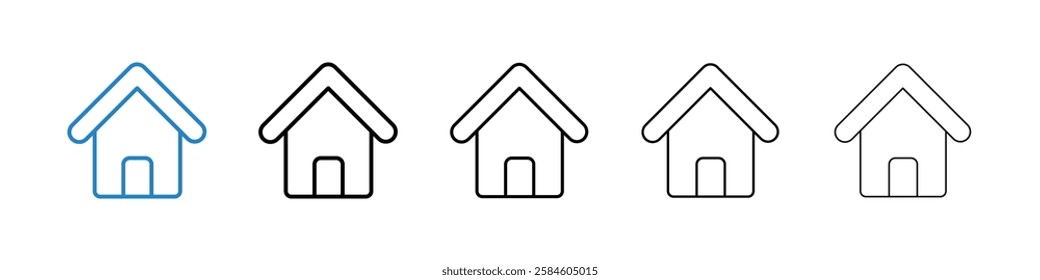 Home icons in five different stroke sizes