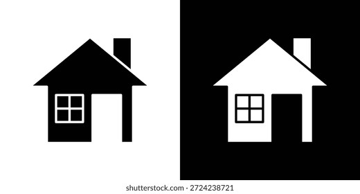Concepto de Vector plano de iconos de casa. Ilustraciones en blanco y negro