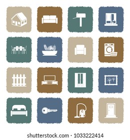 Home Icons. Grunge Color Flat Design. Vector Illustration.