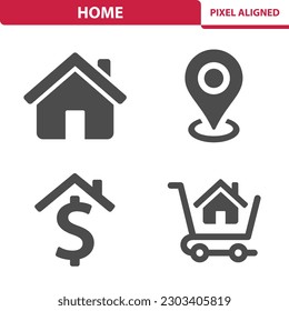 Home Icons. House, Real Estate, Map, realty. Professional, pixel perfect vector icon set.